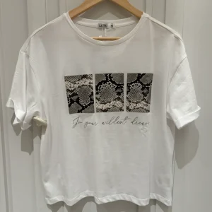 Tiffosi (SS26) ‘Veny’ T-Shirt with Snake Print and Quote ‘In Your Wildest Dreams’ - White (TC21)