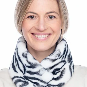 Agala Black & White Zebra Faux Fur Collar