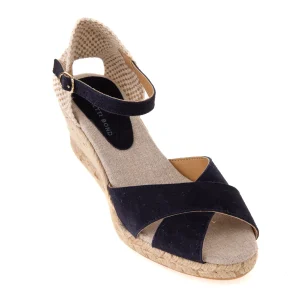 Bowie Navy Blue Peep Toe Wedge