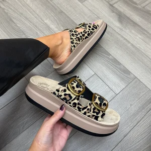 Fantasy Sandals (FS12) Platform Double Buckle Sandal S1100 Zefi - Leopard Velvet