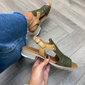 Paula Urban (SS26) ‘9-17’ Sunset Leather Closed Leather Sandal - Oliva/Bangla Camel (PU2)