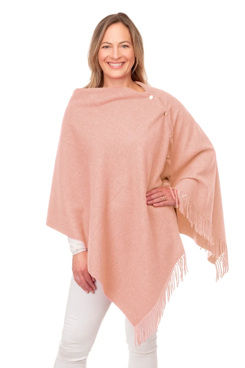 Gisella Pale Pink Button Poncho - Image 2