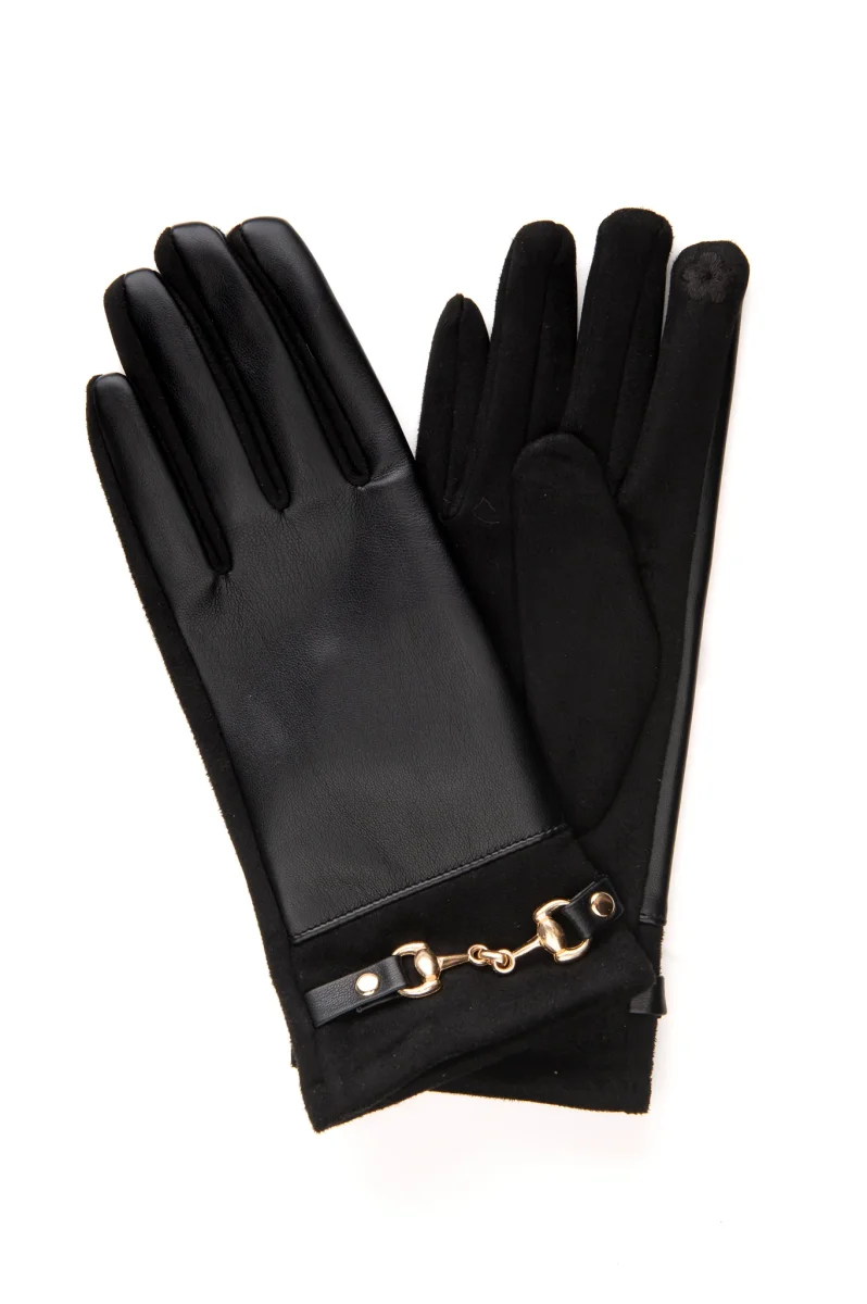 Eleonora Black Snaffle Faux Leather Glove