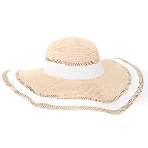 Giorgia Cream and Beige Stripe Sun Hat