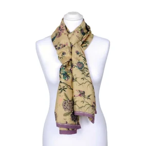 Yellow Floral Silk Scarf